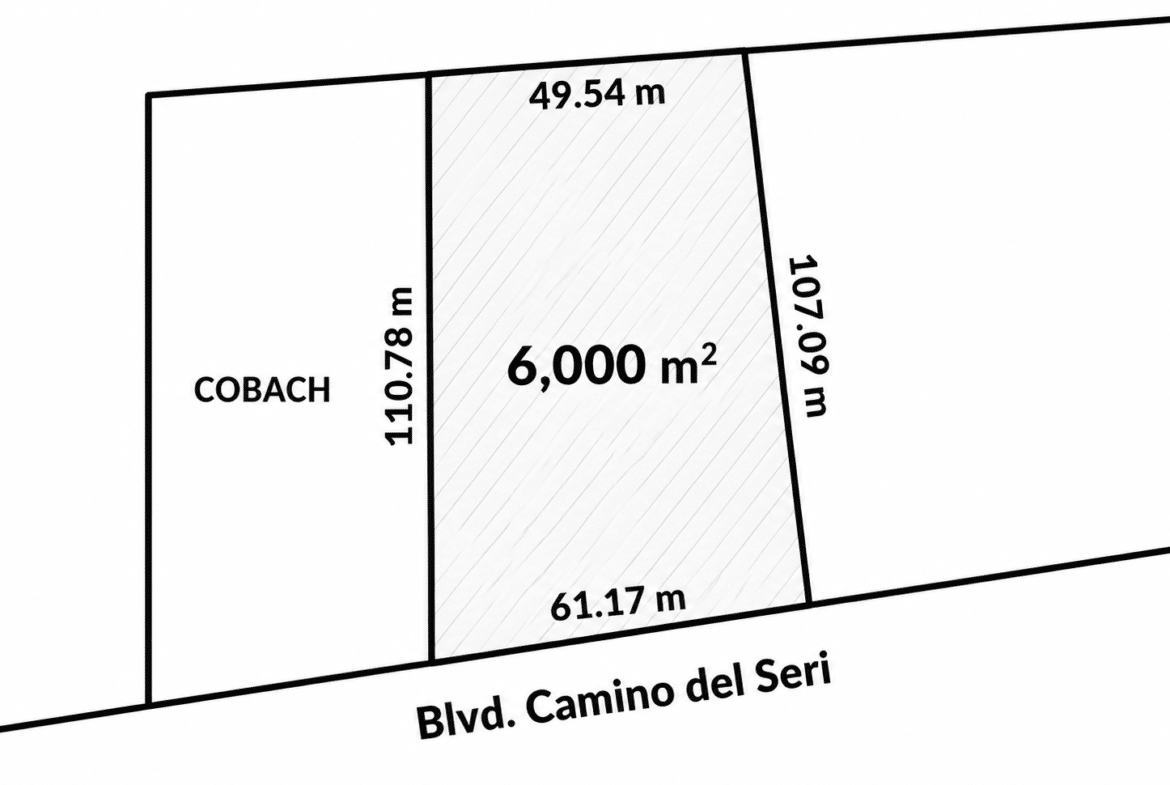 Terreno en venta en Camino del Seri, Hermosillo, Sonora. 6,000 m² con agua potable, luz y drenaje a pie de calle. Cerca de Blvd. Quiroga y COBACH Villa Bonita.