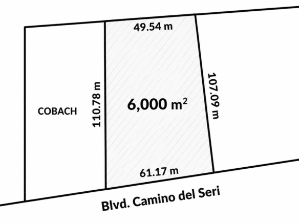 Terreno en venta en Camino del Seri, Hermosillo, Sonora. 6,000 m² con agua potable, luz y drenaje a pie de calle. Cerca de Blvd. Quiroga y COBACH Villa Bonita.